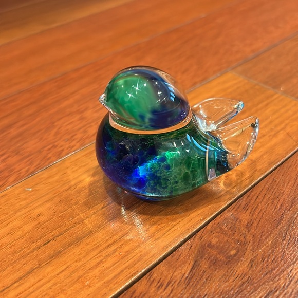 Art Glass Bird Figurine Glass Crystal Paper Weight Ornament blue green and clear - Picture 10 of 12